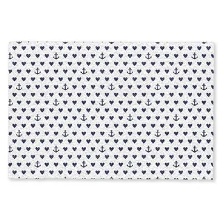 MuchoWow Fußmatte Groß Anker - Herz - Blau - Weiß, Rechteckig, Schmutzfangmatte, Schuhabtreter, Türvorleger 120x80 cm blau 120 cm x 80 cm