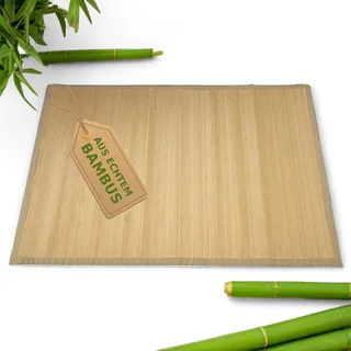 Japanwelt Rutschfester Bambus-Teppich I Wasserabweisende Bambusmatte, Badematte Duschmatte Bad-Vorleger Matte, Holzteppich Läufer aus Bambus für Küche, Flur, Bad & Wohnzimmer (Natur, 70 x 120 cm)