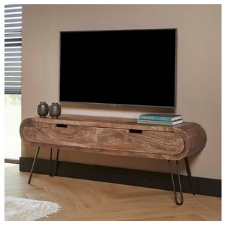RINGO-Living Sideboard Massivholz TV-Lowboard Sanoe mit 2 Schubladen in Natur-dunkel und, Möbel braun