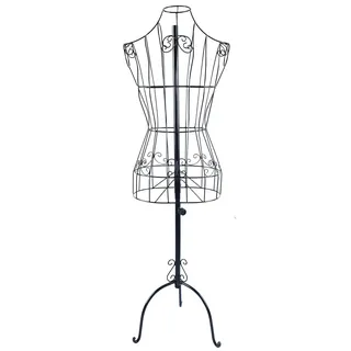 LANNADD Eisendraht Schaufensterpuppe, Dekobüste Schneiderpuppe Damenbüste Kleiderständer Draht Torso, Metall Büste Vintage Schaufensterpuppe Geeignet für Leichte Displays für Damenbekleidung - Schwarz