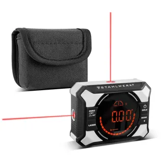 STAHLWERK Digitales Laser-Winkelmessgerät DAG-360 ST – Digitaler Winkelmesser und Level-Box, Wasserwaage mit Linien-Laser, Nivellier-Funktion, Magnetbefestigung, Lithium-Ionen Akku, USB-C Ladebuchse