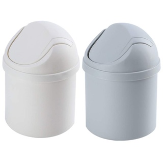 BESPORTBLE Mini-Mülleimer mit Schwingdeckel, für Zuhause, Küche, Badezimmer, Büro, Weiß, Grau, 2 Stück