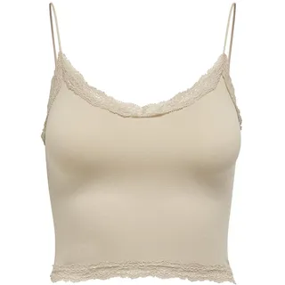 Only Onlvicky Lace Seamless Cropped Top Beige S-M