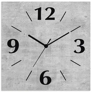 ARTLAND Wanddeko Wanduhr ohne Tickgeräusche Alu Funkuhr 30x30 cm Quadratisch Lautlos analoge Funkuhr, 4 Ziffern 30x30 cm Grauer Beton Optik U1RG