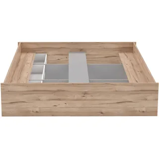 Forte VANKKA Bett mit 3 Schubladen, Holzwerkstoff, Stabeiche/weiß, B x H x T: 190,5 x 43 x 204,9 cm