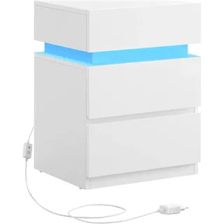 VASAGLE Nachtschrank mit LED-Beleuchtung 3 Schubladen 0 x 0 x 0 cm Weiß