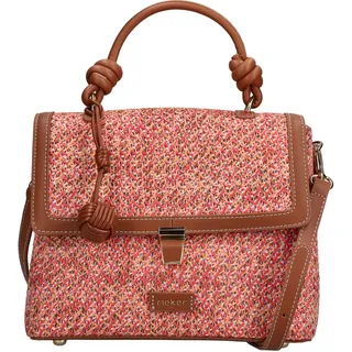 Henkeltasche RIEKER, Damen, Gr. B/H/T: 25cm x 20cm x 9cm, bunt (cognac, rot, orange), Lederimitat, Textil, Taschen, Handtasche, Umhängetasche Damen mit abnehmbarem Umhängeriemen