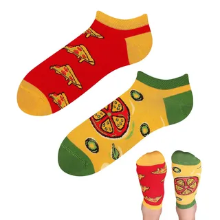 TODO Colours Lustige Socken mit Motiv - Mehrfarbige, Bunte, Verrückte für die Lebensfreude (43-46, LOW Pizza) - 43-46