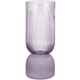 GILDE Deko Vase Glasvase - sommerliche Dekoration und Blumenvase für Balkon und Terrasse - Farbe: Flieder lila - Höhe 26 cm