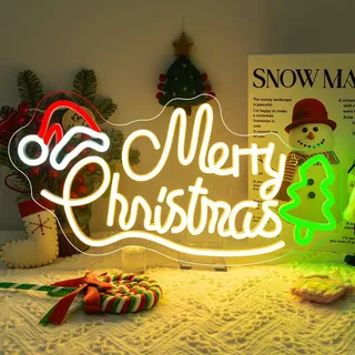 NOXET Merry Christmas Neon Schild Christmas Buchstaben Neon Sign Christmas Tree Neon Licht für Wanddekoration Christmas Led Schild Für Partei, Bar, Neujahr, Festival Feiertagsdekoration für Familie