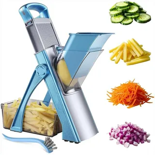 KingLux Gemüseschneider Gemüseschneider, Verstellbar Gemüsehobel Mandoline Vegetable Slicer blau