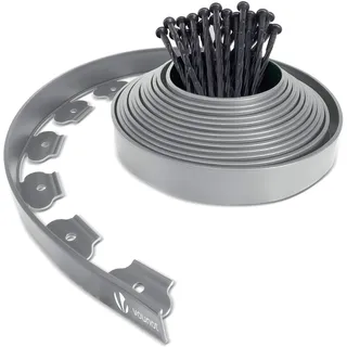 VOUNOT Flexible Rasenkante 1000 x 5 cm 30 Stück grau