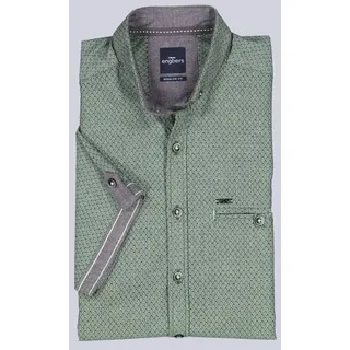 engbers Herren Kurzarm-Hemd gemustert Grün regular uni Button Down - 5XL