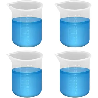 4 Stück Wäsche Messbecher, 100 ml Silikon Messbecher Krüge Wiederverwendbar Waschmittelmessbecher für Wohnheime, Kein Durcheinander Oder Auslaufen Mehr