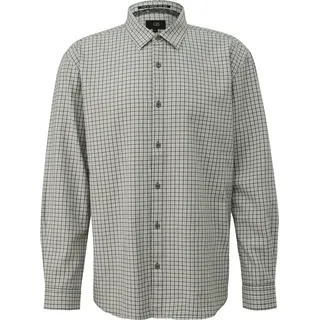 QS Regular Fit: Karohemd aus Baumwollflanell - olive|weiß - S