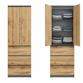home collective Kleiderschrank 50 x 40 x 180 cm Anthrazit/Eiche