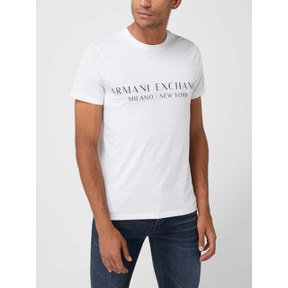 T-Shirt mit Label-Print Modell 'milano', Weiss, XL