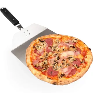 Stimo Pizzaschieber mit großer Schaufel - 24cm x 25cm / Pizzaschaufel Edelstahl/Zusammenklappbarer Griff für optimale Handhabung gummiert