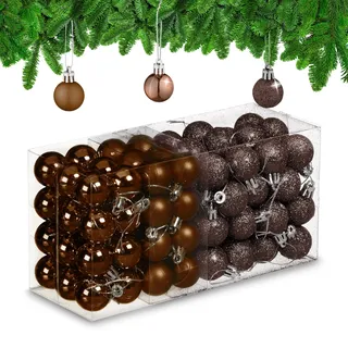 Relaxdays Weihnachtskugeln im 96er Set Braun,Silber