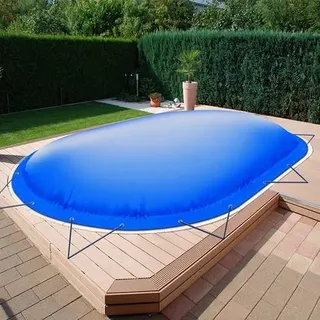 Aufblasbare Poolabdeckung für Ovalpool 450 x 300 cm | Oval Pool 4,5 x 3 m | blau