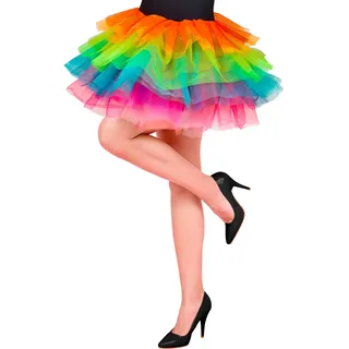 W WIDMANN MILANO Party Fashion - Tüllrock Damen Regenbogen | Buntes Tutu Erwachsene für Karneval, Tanzauftritte und Mottopartys