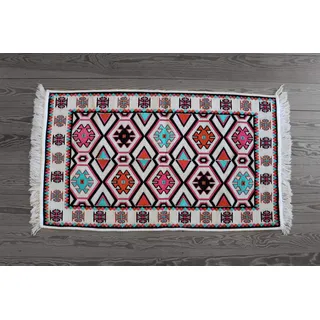65 x 120 cm mit Fransen, Kelim, Teppich Orient, Läufer, orientalische Zimmer-Dekoration,,kinderzimmer,junge,mädchen,wohnzimmer,schlafzimmer modern deko,orient wand teppiche,tapete Wohnung (weiß)