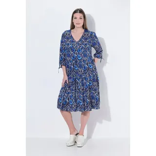 Ulla Popken Midikleid Blüten Schwarz 58/60