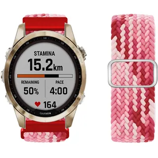 KUWAI Nylon Armband für Garmin Fenix 6S Pro/Sapphire/Solar - Geflochtenes Band für Herren und Damen (H)