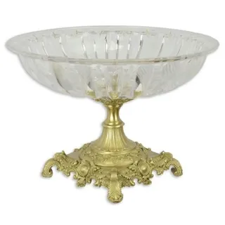 Casa Padrino Barock Schüssel Gold Ø 39,5 x H. 27 cm - Runde Obstschale im Barockstil - Barock Deko Accessoires