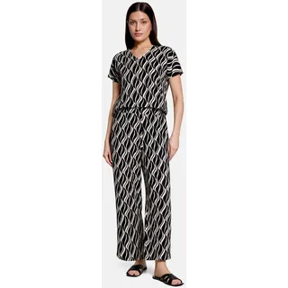 Marlene-Hose BETTY BARCLAY "Damen mit elastischem Bund", Damen, Gr. 40, Normalgrößen, schwarz-weiß (schwarz, beige), Obermaterial: 95% Polyester, 5% Elasthan, relaxed fit 7/8-Länge, Hosen