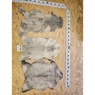 Provellus Fellteppich Gotland Schaffell weiß-grau gelockt – Öko gegerbt – Unikat ca. 100 cm+