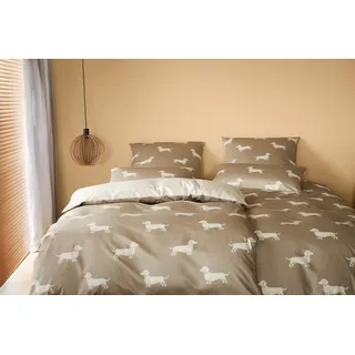 ELEGANTE Dogs Tiere Beige 135 x 200 cm + 80 x 80 cm