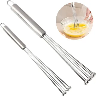2 Stück Kleine, Tragbare Küchen-schneebesen, Professionelle Edelstahl-kugel-schneebesen Zum Mischen, Schlagen, Rühren Und Verquirlen – Ergonomisches Design Mit Halbstarren Krallen, Größen 12 Und 10