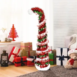 Pop Up Spiral Weihnachtsbaum 150 cm, Künstlicher Weihnachtsbaum mit 5 M 50 LED, Zusammenklappbarer Pop-up Christbaum, Weihnachten Deko (Rot)