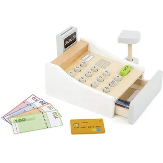 Small Foot Company small foot Spielkasse aus Holz, inkl. Scanner, Kartenlesegerät, Spielgeld und Kreditkarten, Kaufladen