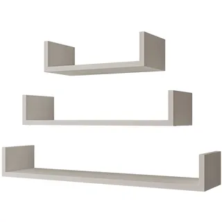 MIRJAN24 Wandregal Trio 004, 3er-Set, Breite: 40, 60, 80 cm, Haken zum Aufhängen beige