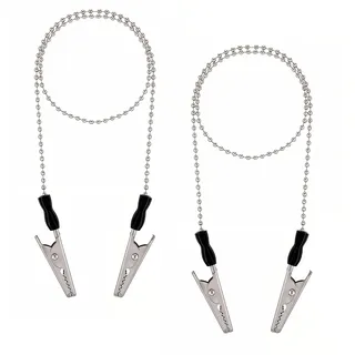 2 Stück Serviettenkette Serviettenhalter Lätzchen Clips für Zahnarzt Servietten Kette Erwachsene Korn Kette Serviette Clips Hals-Ketten mit Metall-Clips
