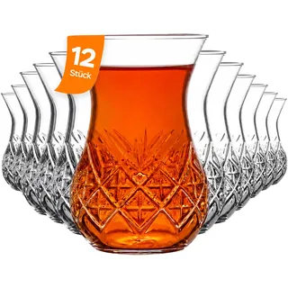 NORDIC SCHILLER Türkische Teegläser Set 170 ml (12-teilig für 12 Personen), 12 Teegläser, traditionelles Cay Bardagi Set für stilvollen Teegenuss