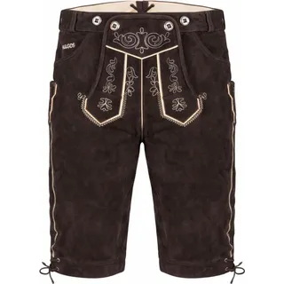 PAULGOS Herren Trachten Lederhose - Kniebund - Echtes Leder - Größe 44 - 60 - Dunkelbraun - 56