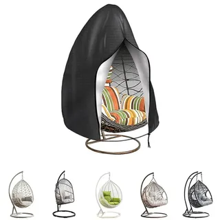 Rattan Hängesessel Abdeckung für Schaukeln im Freien - 190 x 115 cm wetterfest 210d Silberbeschichtetes Oxford-Tuch Regen Staubschutz Schwarz