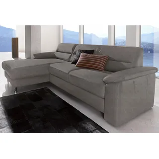 Ecksofa SIT & MORE "Top Ascara L-Form", grau, B:251cm H:85cm T:165cm, NaturLeder, Luxus-Microfaser (100% Polyester), Sofas, inklusive Boxspring/Federkern-Polsterung, komfortablem Federkern