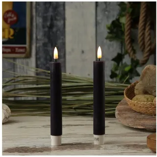 Deluxe Homeart LED-Kerze LED Stabkerzen Mia Tafelkerzen Echtwachs flackernd H: 15cm lila 2Stk. (2-tlg) lila