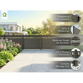 prestige home living outdoor WPC-Sichtschutzzaun 9,1 x 1,3 m Grau
