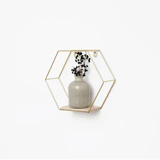 Ivol Wandregal, Gold, Metall, 1 Fächer, 28.5x25x10.5 cm, Wohnzimmer, Regale, Wandregale