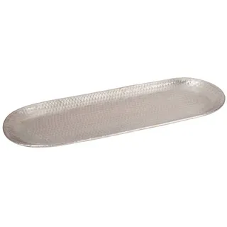 Marrakesch Orient & Mediterran Interior Dekotablett Tablett Ilnur im Orient-Stil, aus Aluminium gefertigt, in Silber 45 cm (1 St), Handarbeit silberfarben