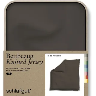 Bettbezug SCHLAFGUT "Premium Bettbezug Knitted Jersey (1 St)", beige (sand deep), B:200cm L:200cm, Jersey, Obermaterial: 95% Baumwolle, 5% Elasthan, Bettbezüge, Ton-in-Ton Reißverschluss, Bio-Baumwolle mit Elasthan, Uni, OEKO Tex
