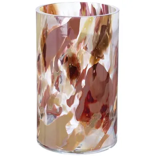 GILDE GLAS art Deko Vase Blumenvase - Glasvase aus Farbglas - Deko Wohnzimmer Geschenk für Frauen Höhe 24 cm Braun Rot