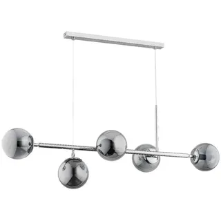 Licht-Erlebnisse Pendelleuchte DALVI, ohne Leuchtmittel, Rauchglas Metall B: 110 cm lang H: max. 80 cm E14 Kugel Schirm Retro bunt|grau
