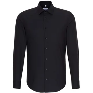 Seidensticker Herren Hemd Slim Fit Bügelfrei Kent Langarm Business Shirt, Schwarz, 41