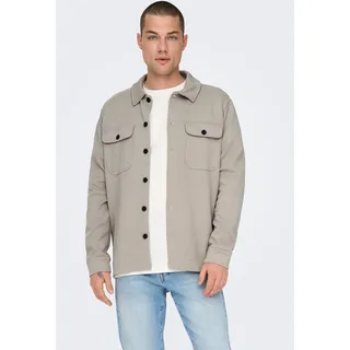 Langarmhemd ONLY & SONS "ONSNEWKODYL OVERSHIRT SWEAT NOOS", Herren, Gr. M, N-Gr, grün (vintage khaki), Web, Obermaterial: 62% Polyester, 33% Viskose, 5% Elasthan, unifarben, normal normal, ohne Ausschnitt, 1-Knopf-Manschette, Hemden, Materialmix, regular fit